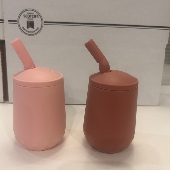 Seposeve 2 pack Silicone Straw Cups, pink, purple, 4oz - Picture 10 of 11